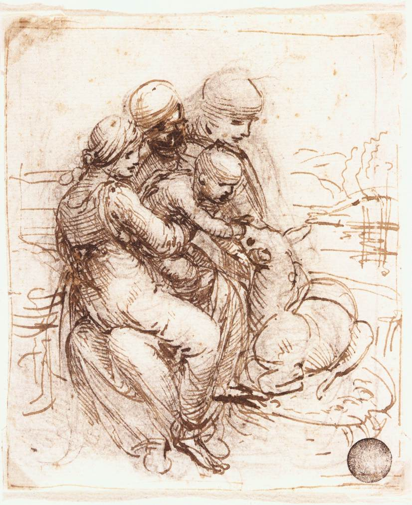 Studies  drawings - tudy of St Anne, Mary, the Christ Child and the young St John1501-06Gallerie dellAccademia, Veni.bmp