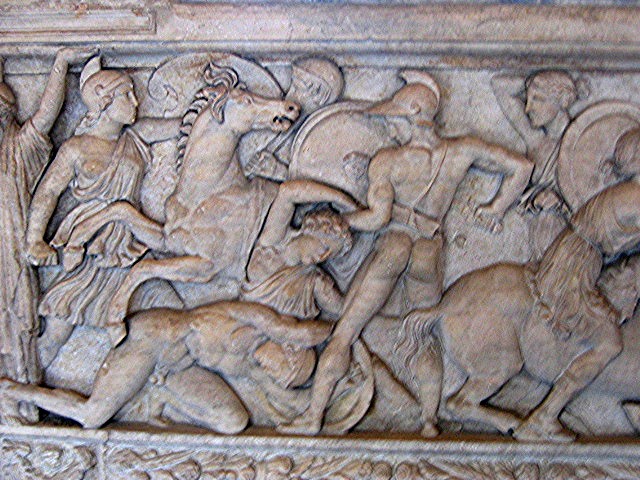 Starożytna Grecja, mitologia i religia, obrazy - Amazonomachia_Louvre_Ma2119_2. Relief - Luwr Paryż.jpg