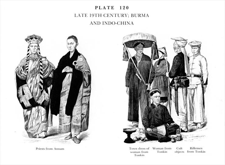 Moda z dawnych wi... - Planche 120a Fin du XIX Sicle, Birmanie et Indochine, Late 19Th Century, Burma and Indo-China.jpg