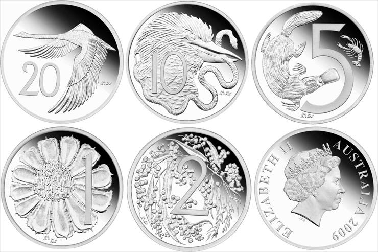 Monety Kolekcjonerskie.Unusual world coins - Australia_2009_1966_Decimal_Pattern_5Coins.jpg