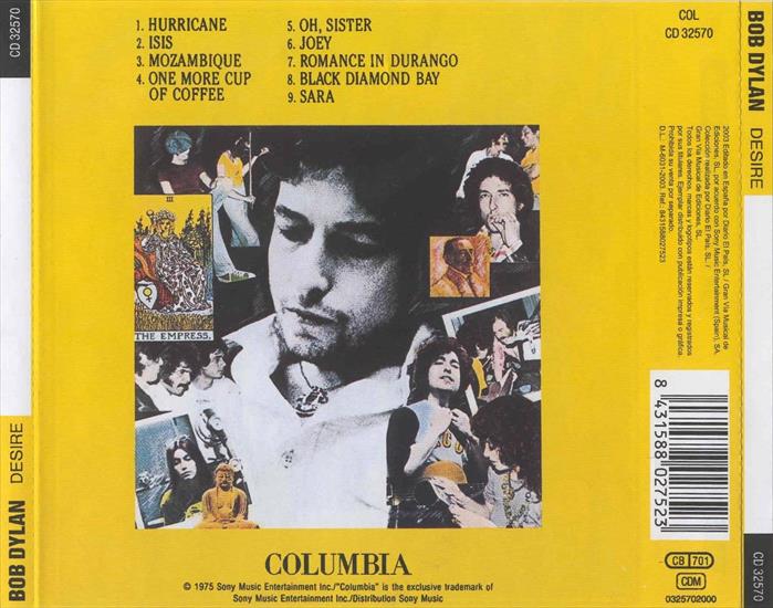 Bob Dylan - dyskografia - Bob Dylan - Desire 1975 back.jpg