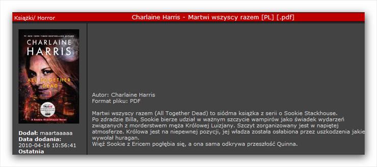 Charlaine Harris 10 horror - Sookie Stackhouse 07 - Martwi wszyscy razem.png