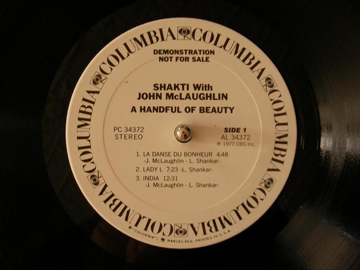 Shakti with John McLaughlin - A Handful Of beauty Cplumbia Promo Lp Vinyl Rip flac - Label Side 1.JPG